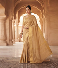 Beige Munga silk saree with zari weaving