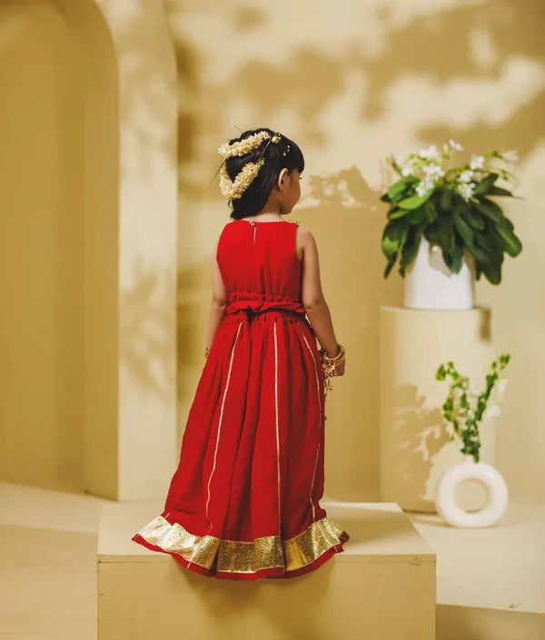 Red Georgette Lehenga Choli Set