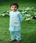 Blue Gota Tulip Embroidered Jacket Set