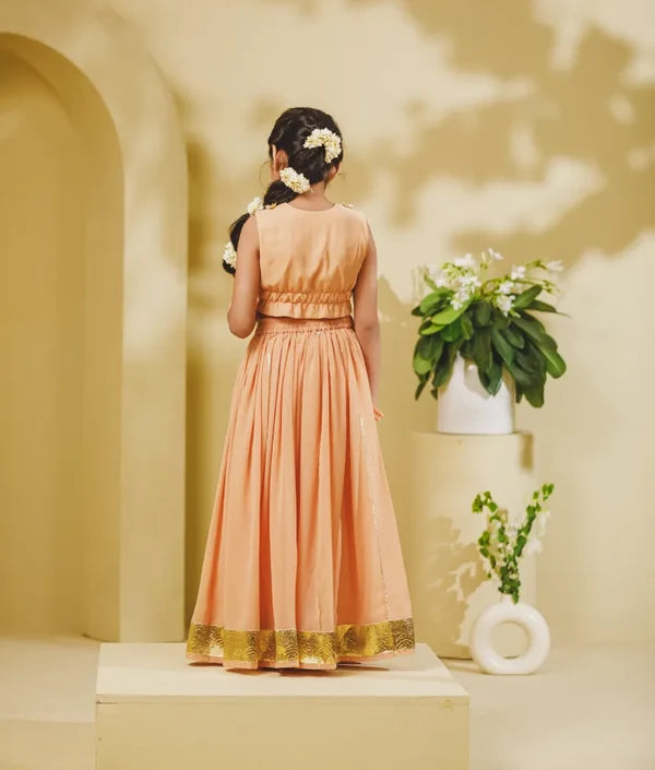 Peach Georgette Lehenga Choli Set