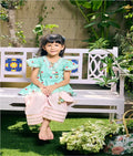 Green Heart & Stripe Printed Kurti with Peach Farshi Salwar