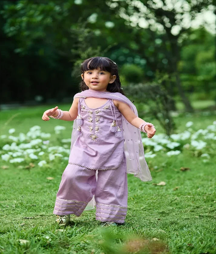 Lilac Gota Tulip Kurti with Farshi Salwar