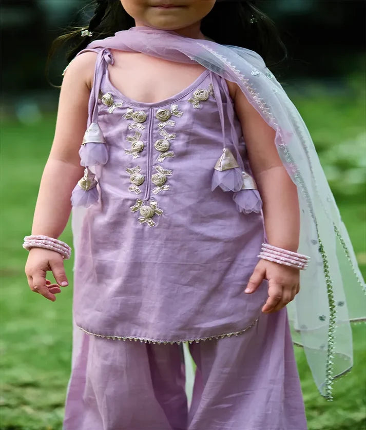 Lilac Gota Tulip Kurti with Farshi Salwar
