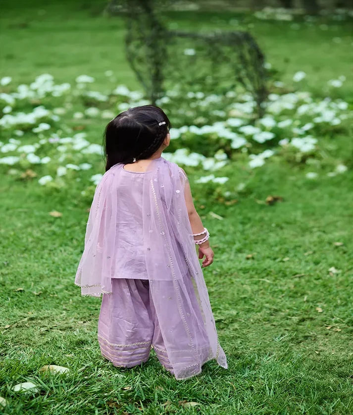 Lilac Gota Tulip Kurti with Farshi Salwar