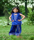 Blue Gota Tulip Kurti with Farshi Salwar