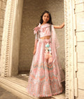 PINK SEQUENCE EMBROIDERY CROP TOP SKIRT
