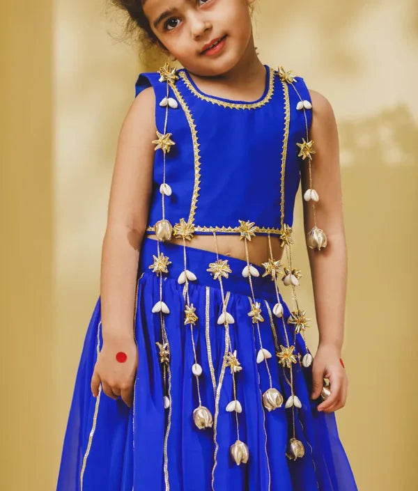 Blue Georgette Lehenga Choli Set