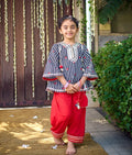 Heart & Stripe Printed Kurti with Red Farshi Salwar