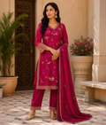 Pink Chanderi Silk Suit with Zardozi Work & Organza Dupatta