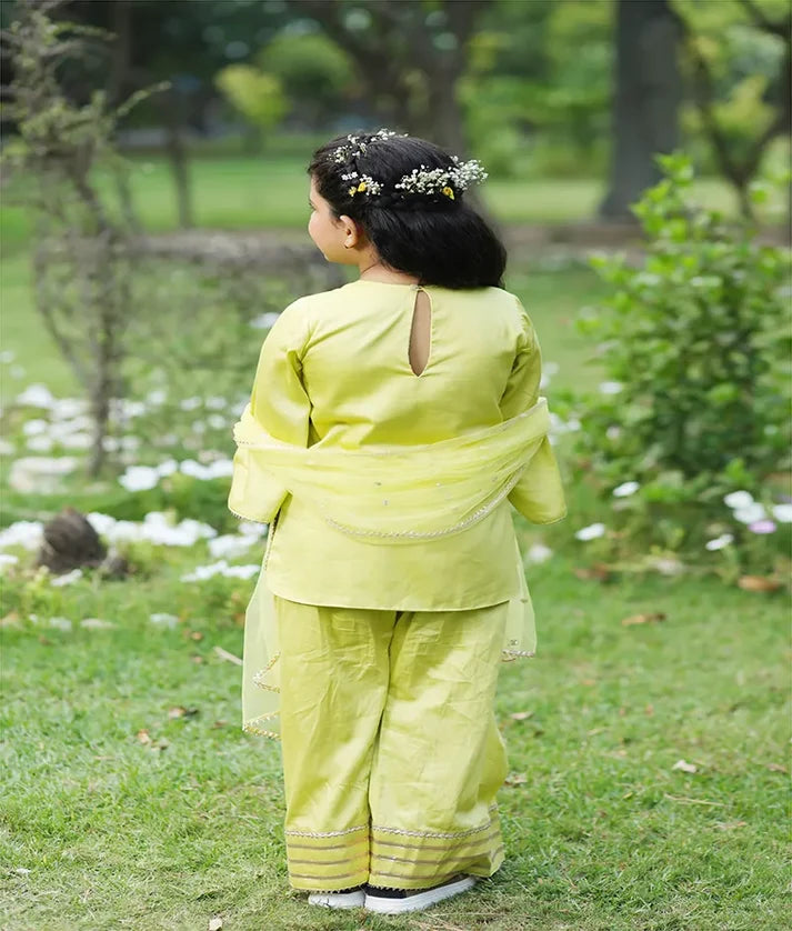 Green Gota Rose Kurti with Farshi Salwar