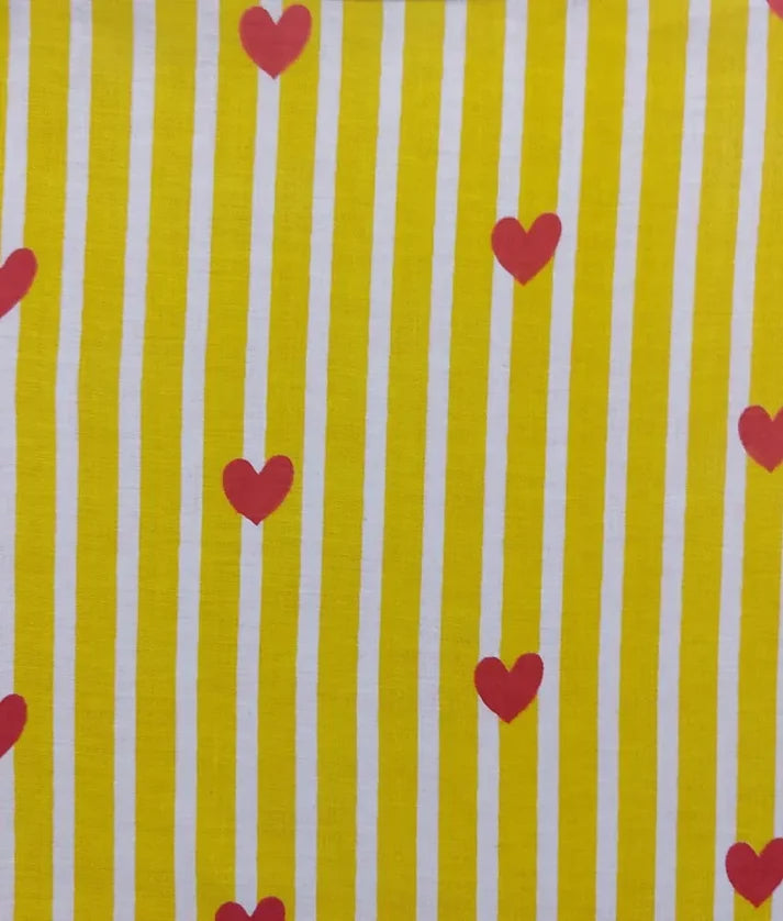 Yellow Heart & Stripe Printed Kurta with Salwar