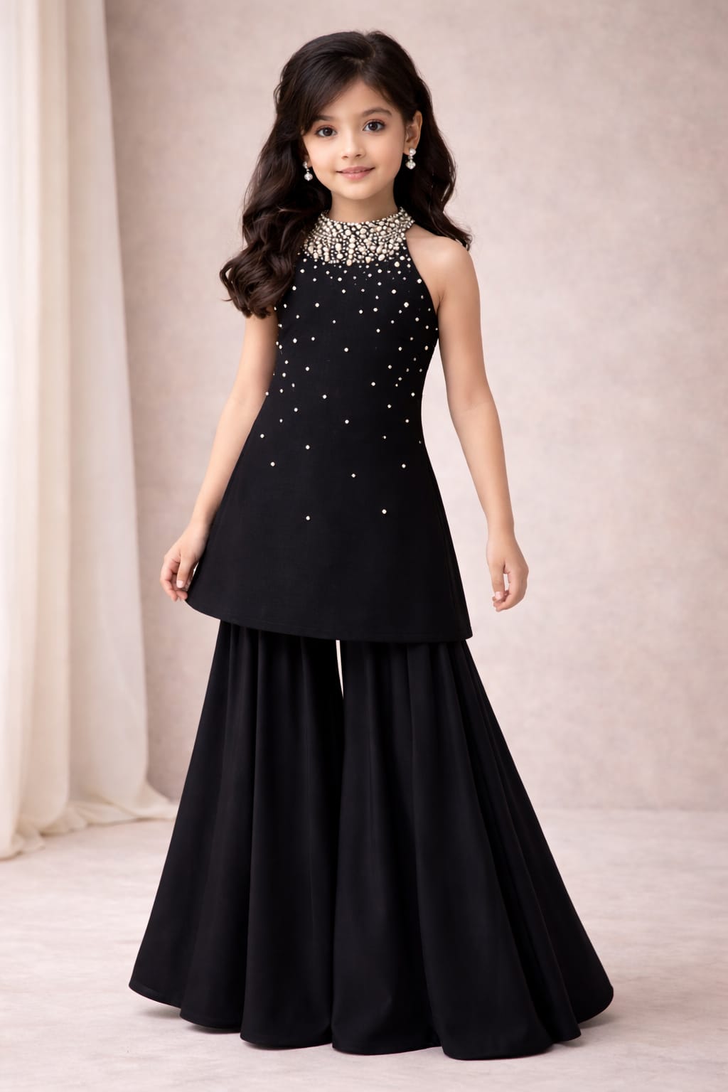Girls Black Embellished Party Wear Anarkali Dress | Stylish Festive & Wedding Outfit