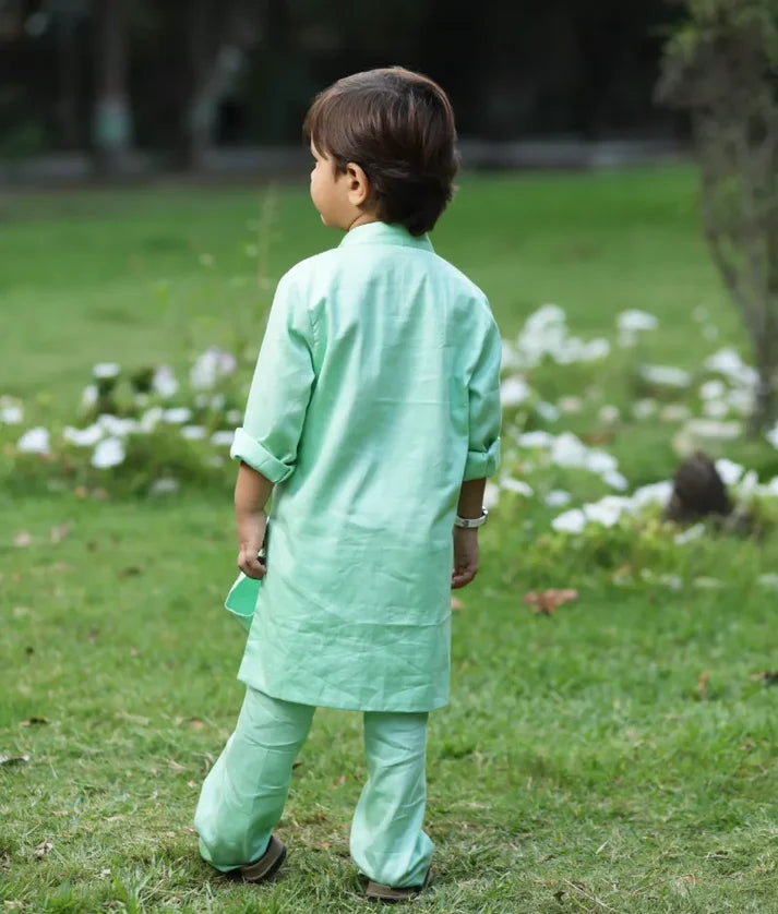 Green Gota Rose Embroidered Kurta Set