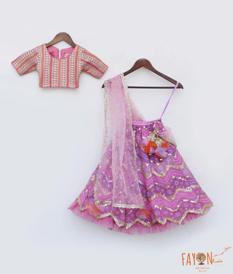PINK BANDHEJ LEHENGA SET