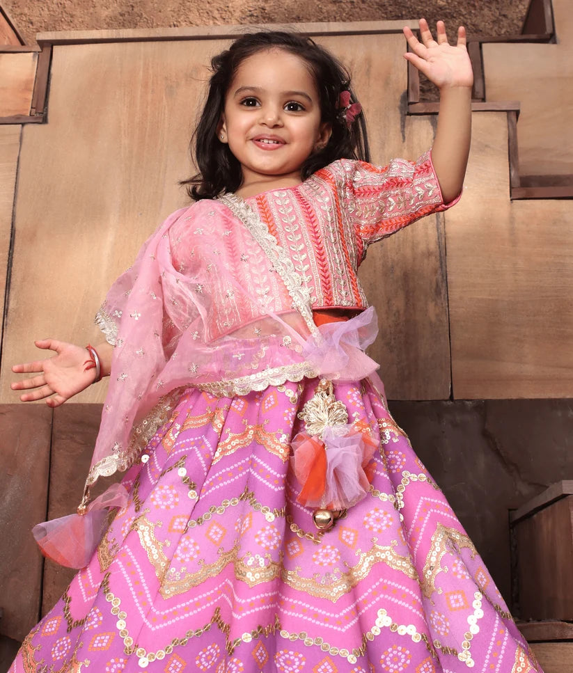 PINK BANDHEJ LEHENGA SET