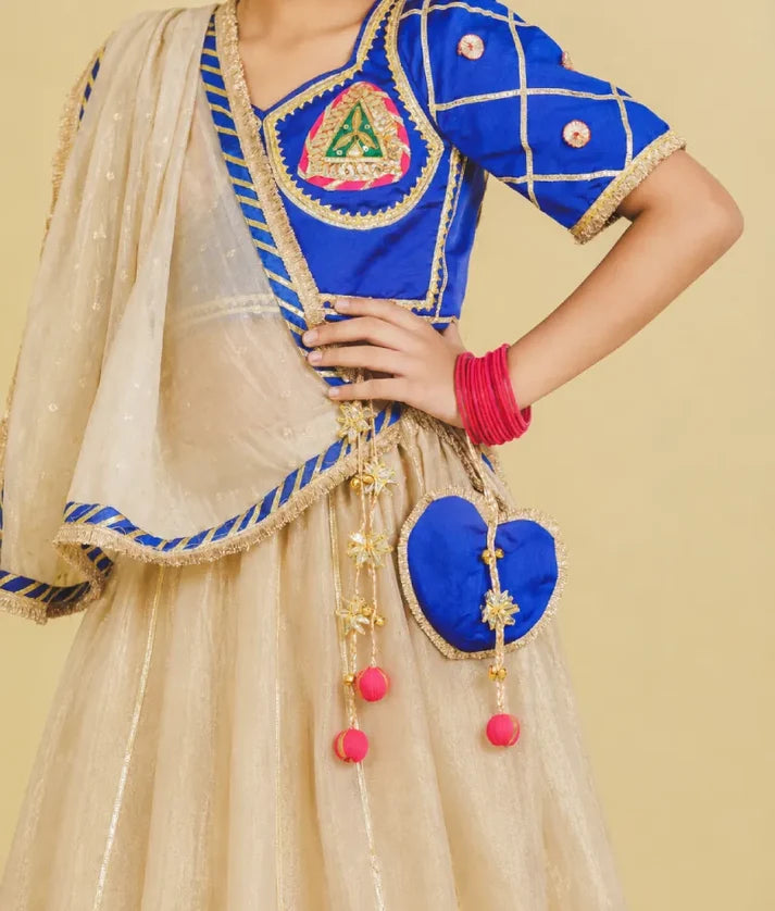 Blue Aangi Work Choli with Lehenga Set