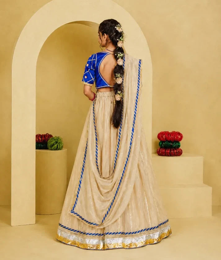 Blue Aangi Work Choli with Lehenga Set