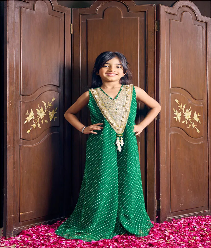 Green Bandhej Jumpsuit