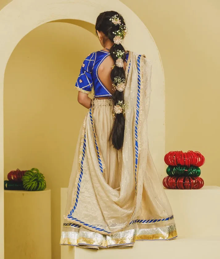 Blue Aangi Work Choli with Lehenga Set