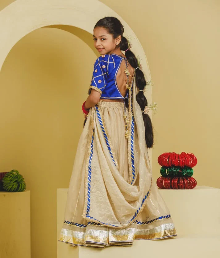 Blue Aangi Work Choli with Lehenga Set