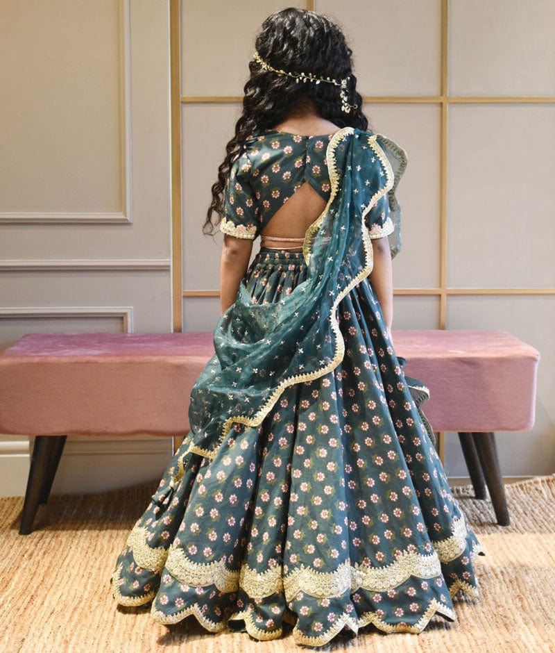 GREEN PRINTED LEHENGA CHOLI & DUPATTA