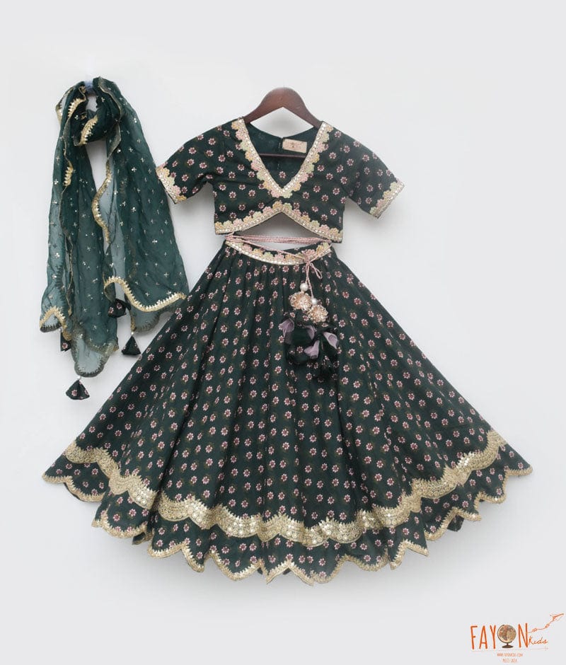 GREEN PRINTED LEHENGA CHOLI & DUPATTA