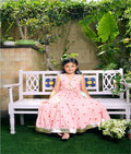 Peach Heart & Stripe Printed Lehenga Set