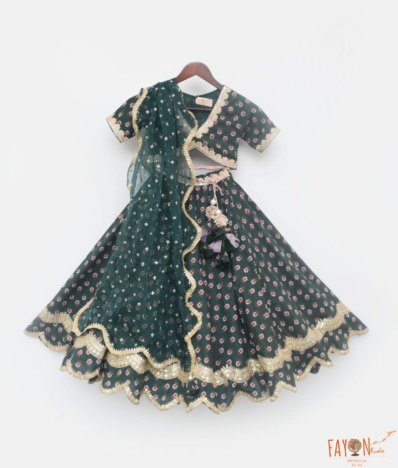 GREEN PRINTED LEHENGA CHOLI & DUPATTA