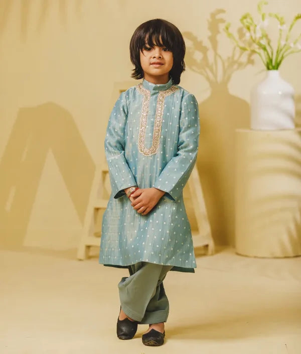 Blue Tissue Kurta Set