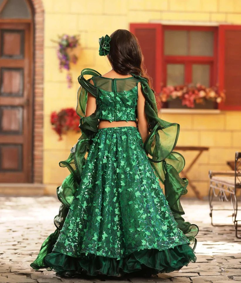 Green Butterfly Lehenga