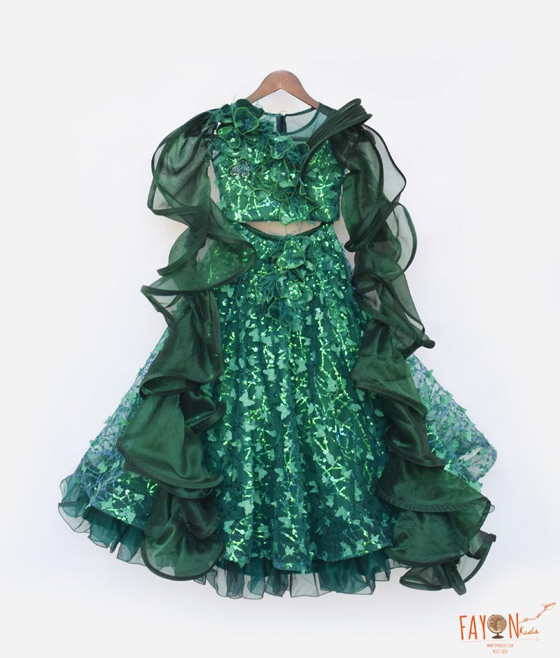 Green Butterfly Lehenga