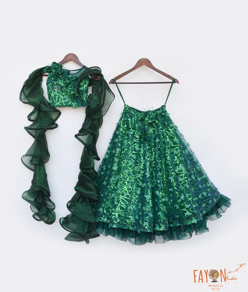 Green Butterfly Lehenga