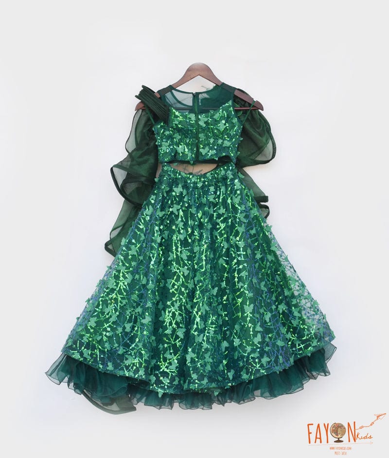 Green Butterfly Lehenga