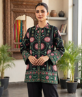 Black Chanderi Silk Thread Work Coord Set