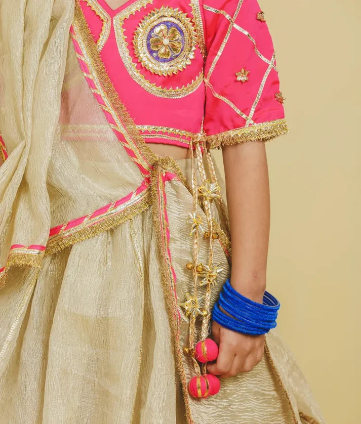 Pink Aangi Work Choli with Lehenga Set