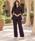 Dark Purple Organza Co-ord Set with Pearl & Stone Moti Work