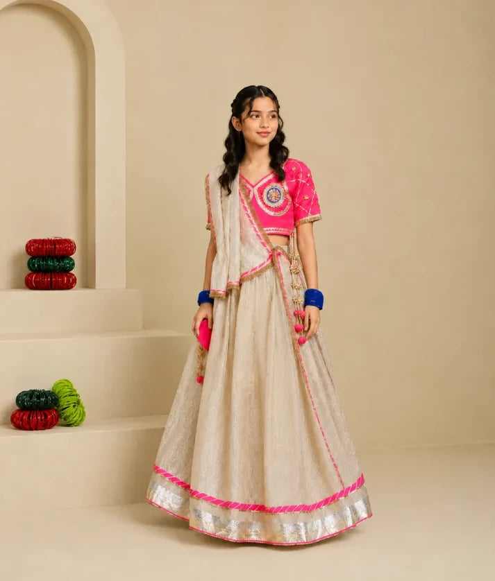 Pink Aangi Work Choli with Lehenga Set