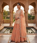 Light Orange Organza Silk Lehenga with Zardozi Buta Work & Organza Dupatta