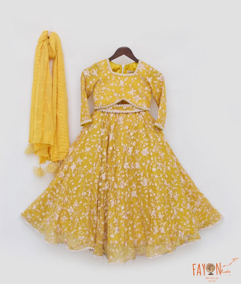 Yellow Parsi Work Lehenga Set