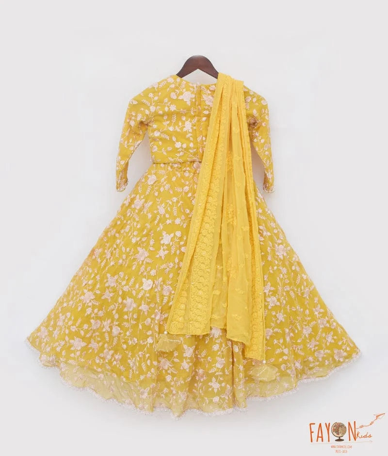 Yellow Parsi Work Lehenga Set