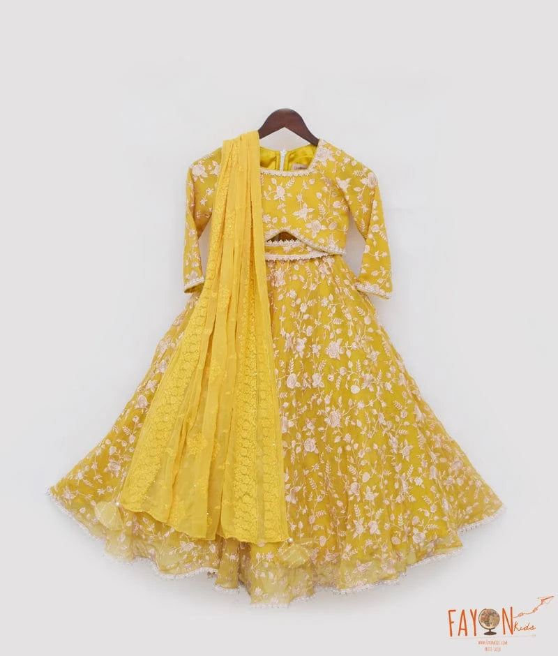 Yellow Parsi Work Lehenga Set
