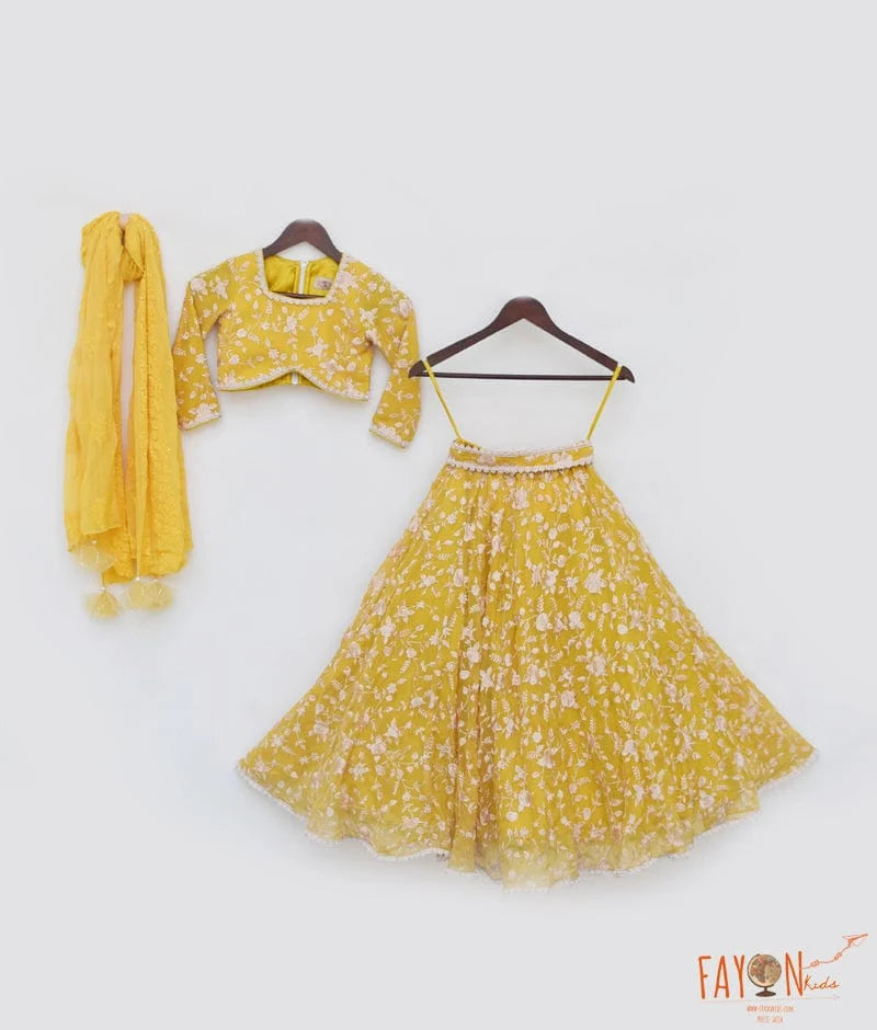 Yellow Parsi Work Lehenga Set