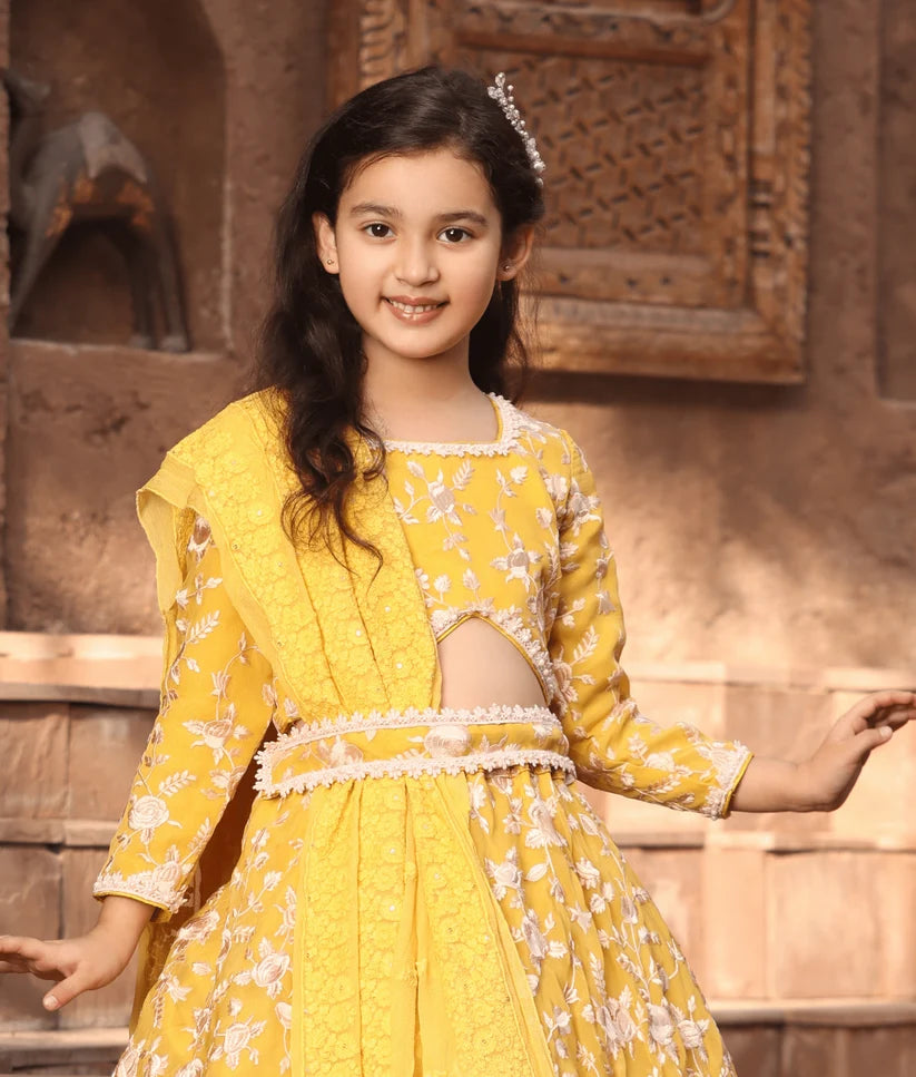 Yellow Parsi Work Lehenga Set