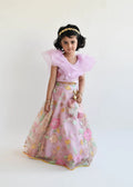 Lilac Embroidery Lehenga & Organza Frill Top