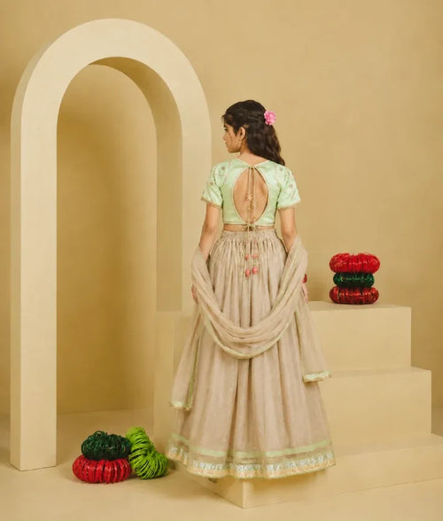 Aangi Green Work Choli with Lehenga Set
