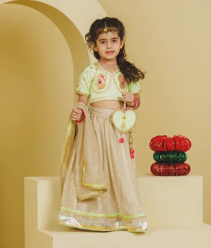 Aangi Green Work Choli with Lehenga Set