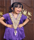 Purple Bandhej Kurti with Dhoti