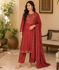 Rust Chanderi Silk Suit with Zari Pitta Work & Chanderi Silk Dupatta