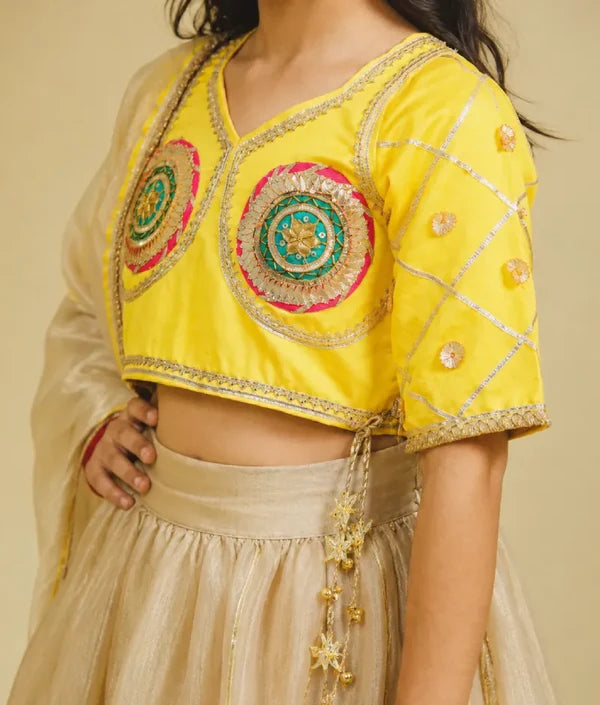 Aangi Yellow Work Choli with Lehenga Set