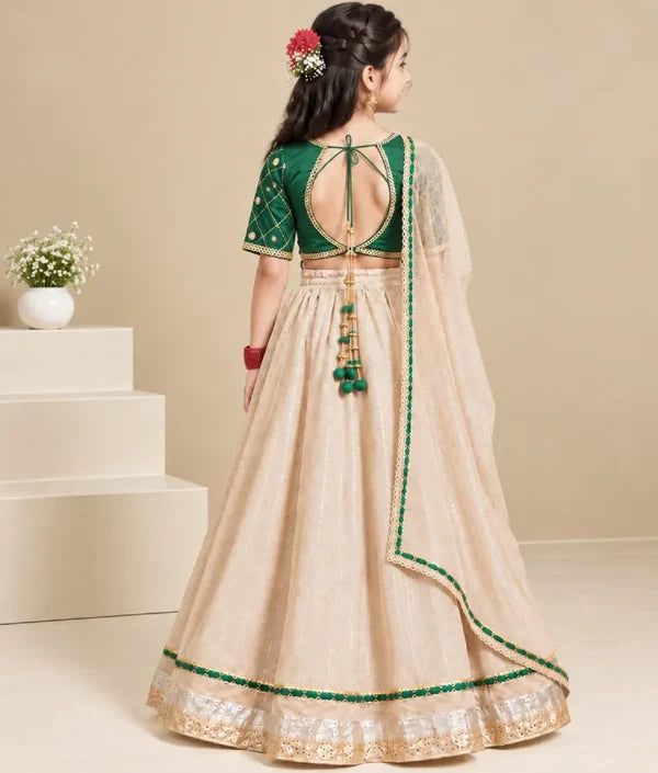 Aangi Bottle Green Work Choli with Lehenga Set